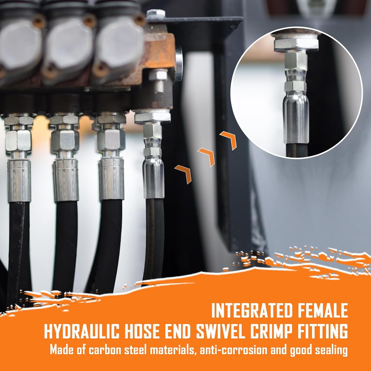 12 PACK 1/4″ Hydraulic Hose End Fittings: 1/4″ I.D. Hose x 1/4″ JIC 37 ° Female
