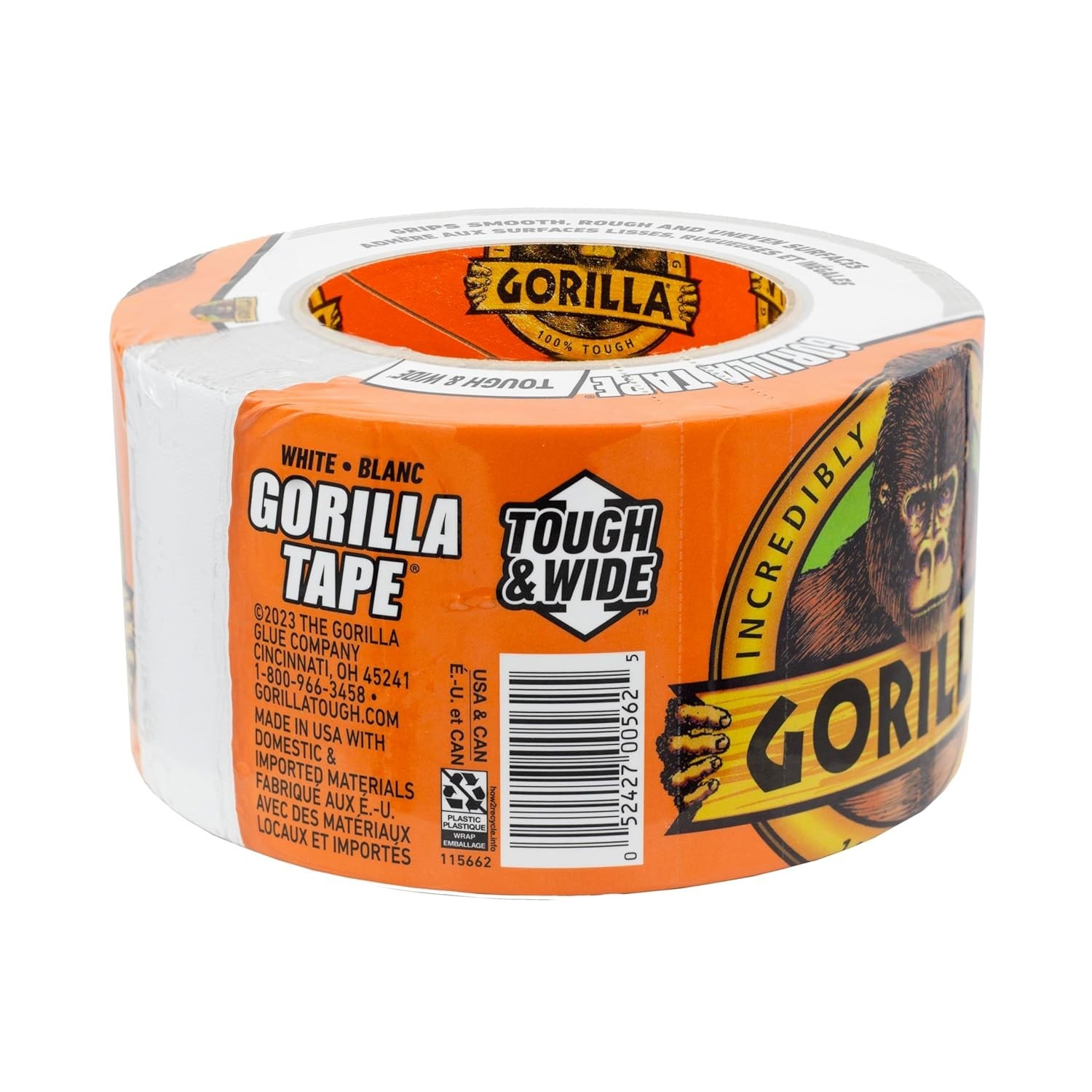 Gorilla Tape Tough & Wide, White Tape, 2.88″ x 25 yd (Pack of 1) – Heavy Duty an