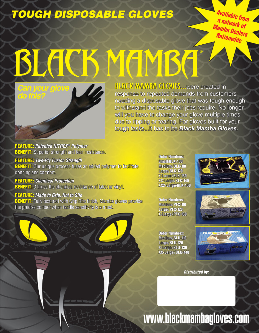 X-LARGE Black Mamba (10) 100 Glove Boxes; Disposable Nitrile Mechanic Glove;HVAC