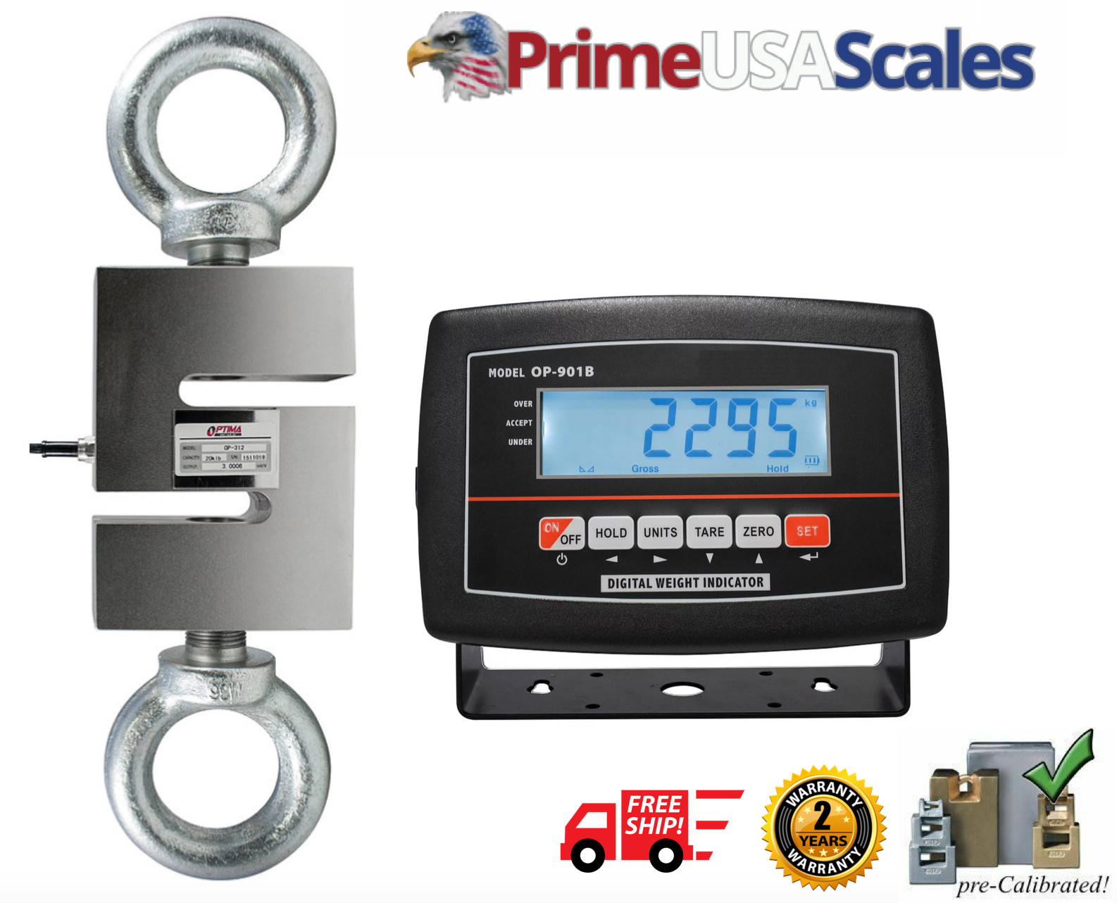Prime OP-926 Hanging Crane Scale 500 lb x 0.5 lb with 2 Yr Warranty