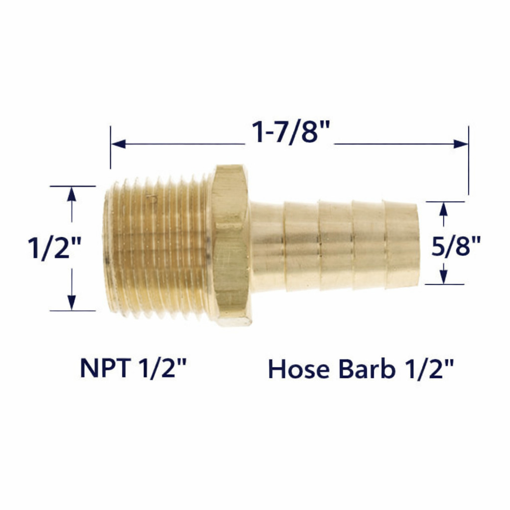 Hose Barb 1/2″ x NPT Male 1/2″ Coupling Adaptor Reducer Water Air Brass Lot Of 9