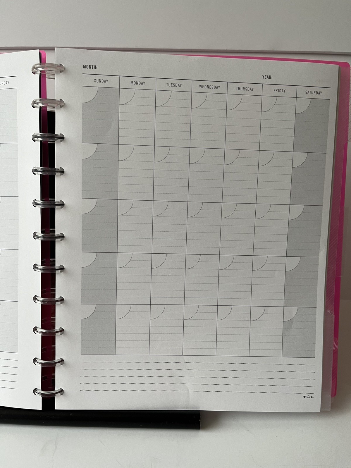 Tul Discbound Notebook Planner Letter Size Hot Pink Poly Cover with 2 Gel Pens