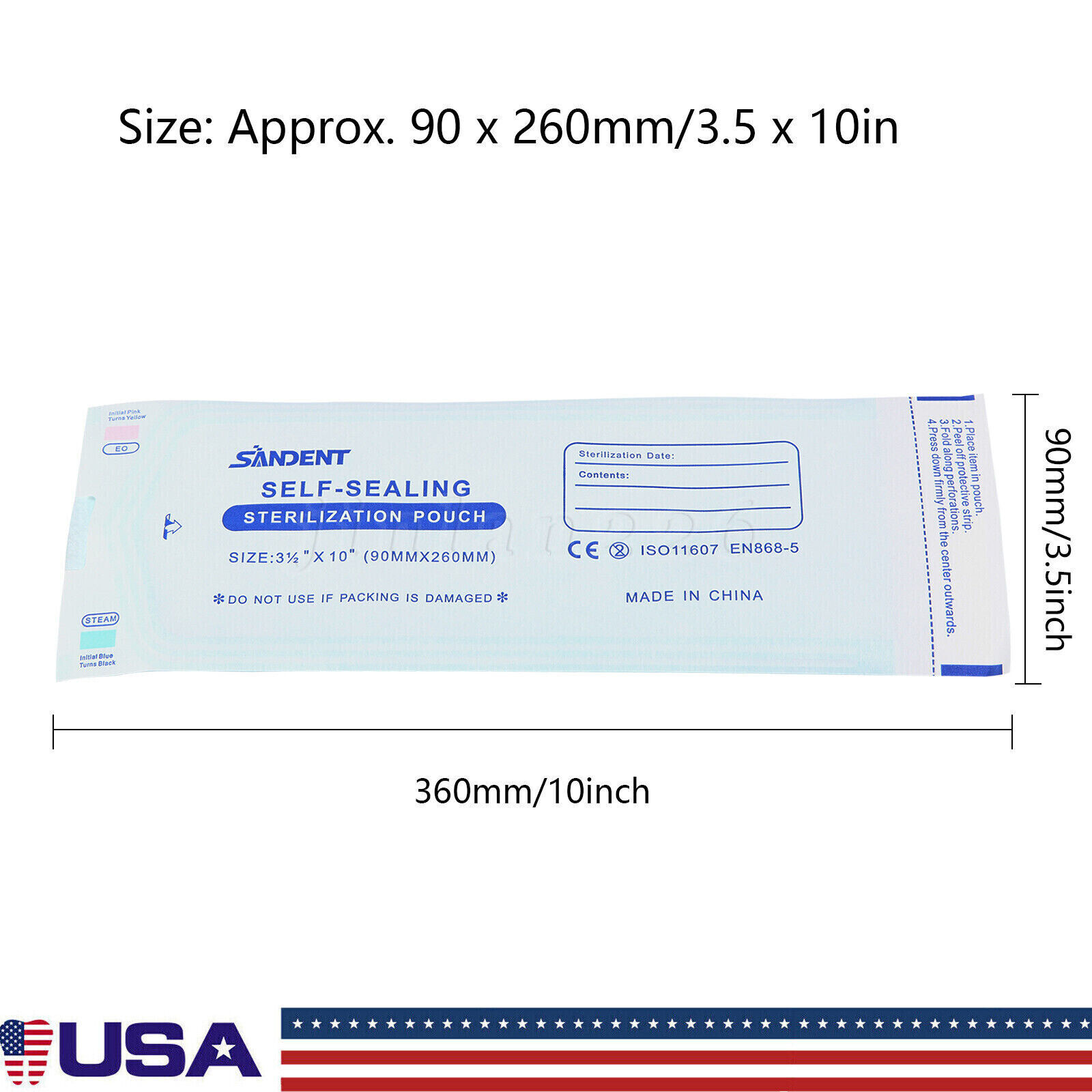 3.5″ X 10″ Self Sterilization Pouches Autoclave Pouch, Sterilizer Bags Dental US