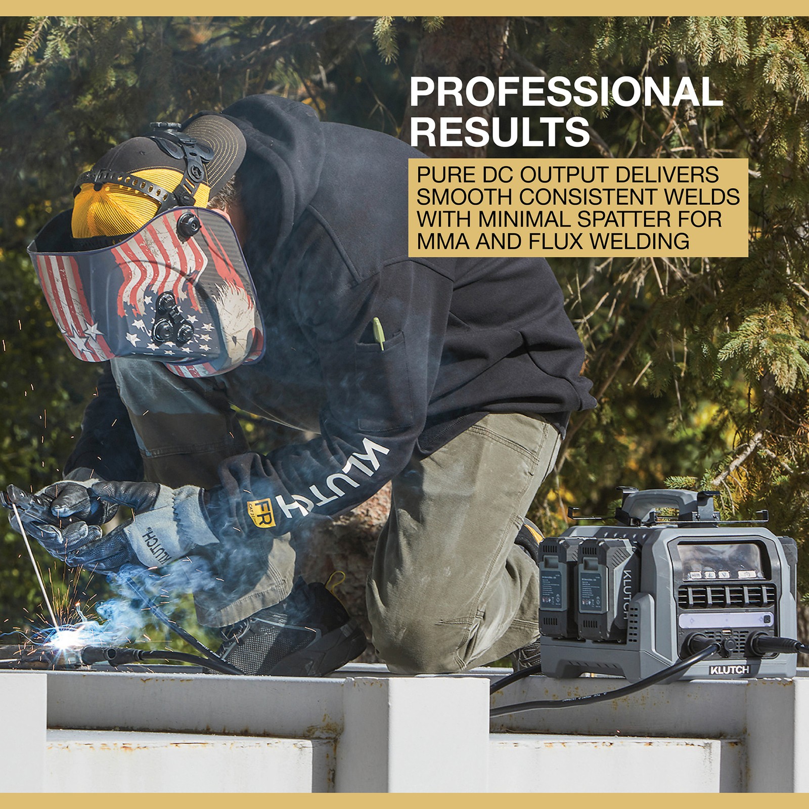 Klutch Cordless Welder Kit, KLiQ 20V, 200 Amps, 4-Pack 8.0Ah Batteries,