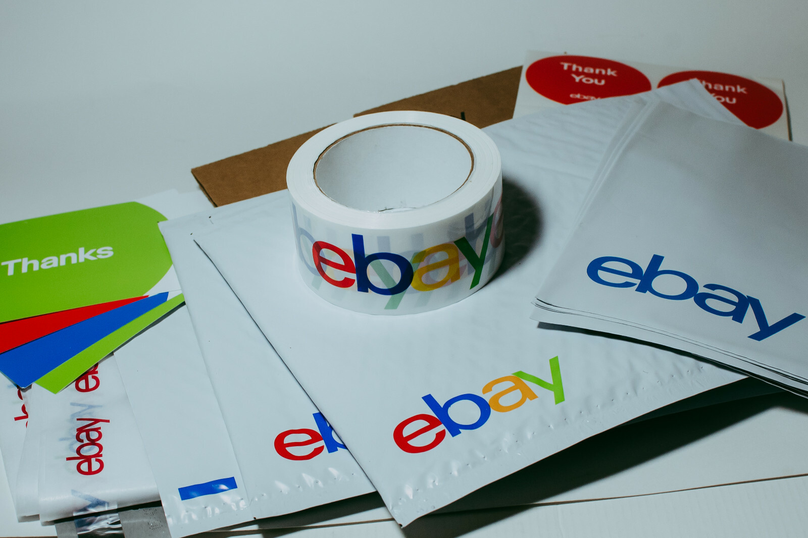 39 Ebay Branded Shipping Supplies STARTER KIT Box Large Poly Tape Tissue Postcar