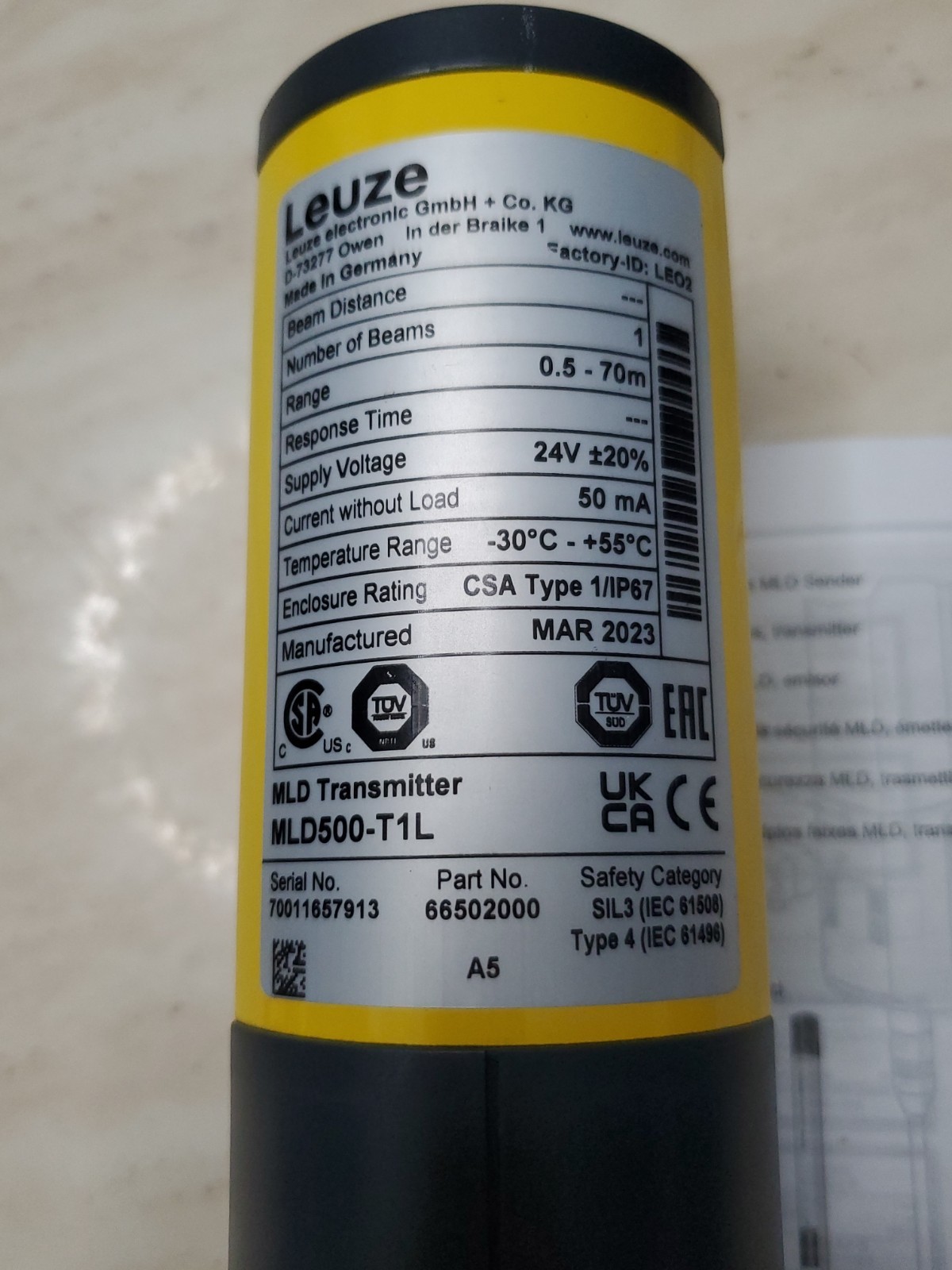 LEUZE MLD500 T1L TRANSMITTER 70011657913 Brand new