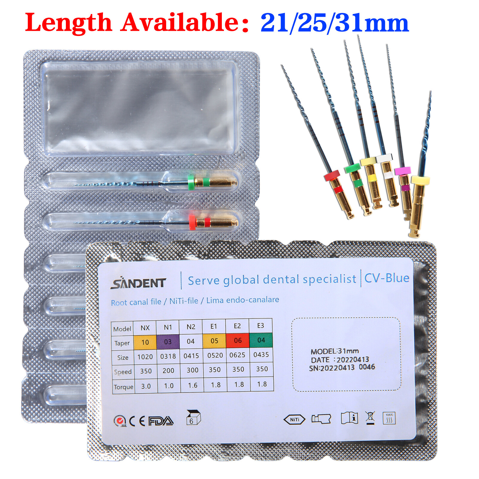Dental Endo Endodontic Engine Rotary Files Root Canal NiTi Files 25mm 21mm 31mm