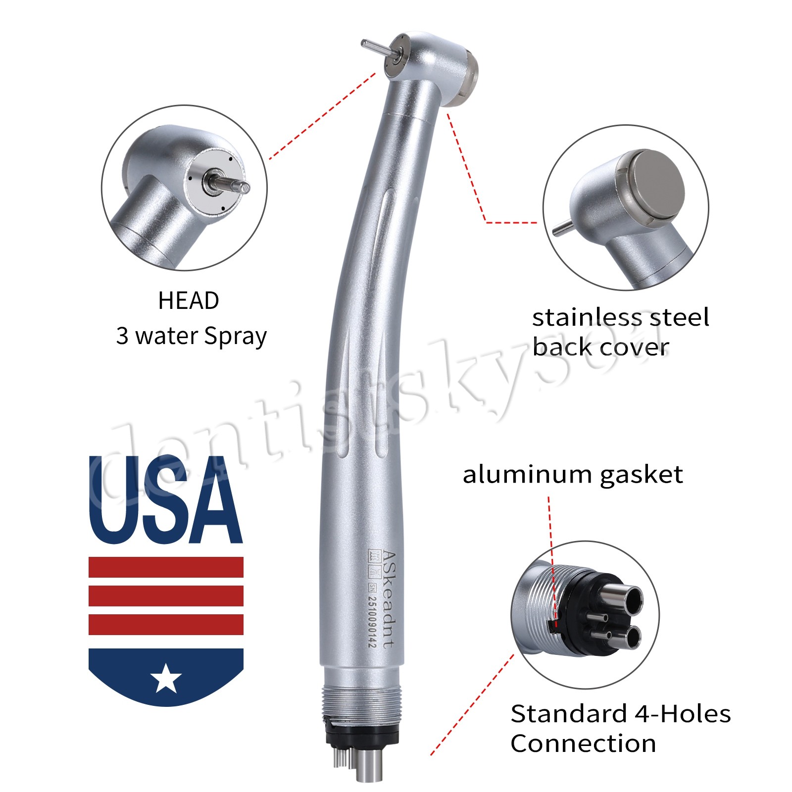 Dental Turbine High Speed Handpiece 4 Holes Standard Head fit NSK Y1BA2