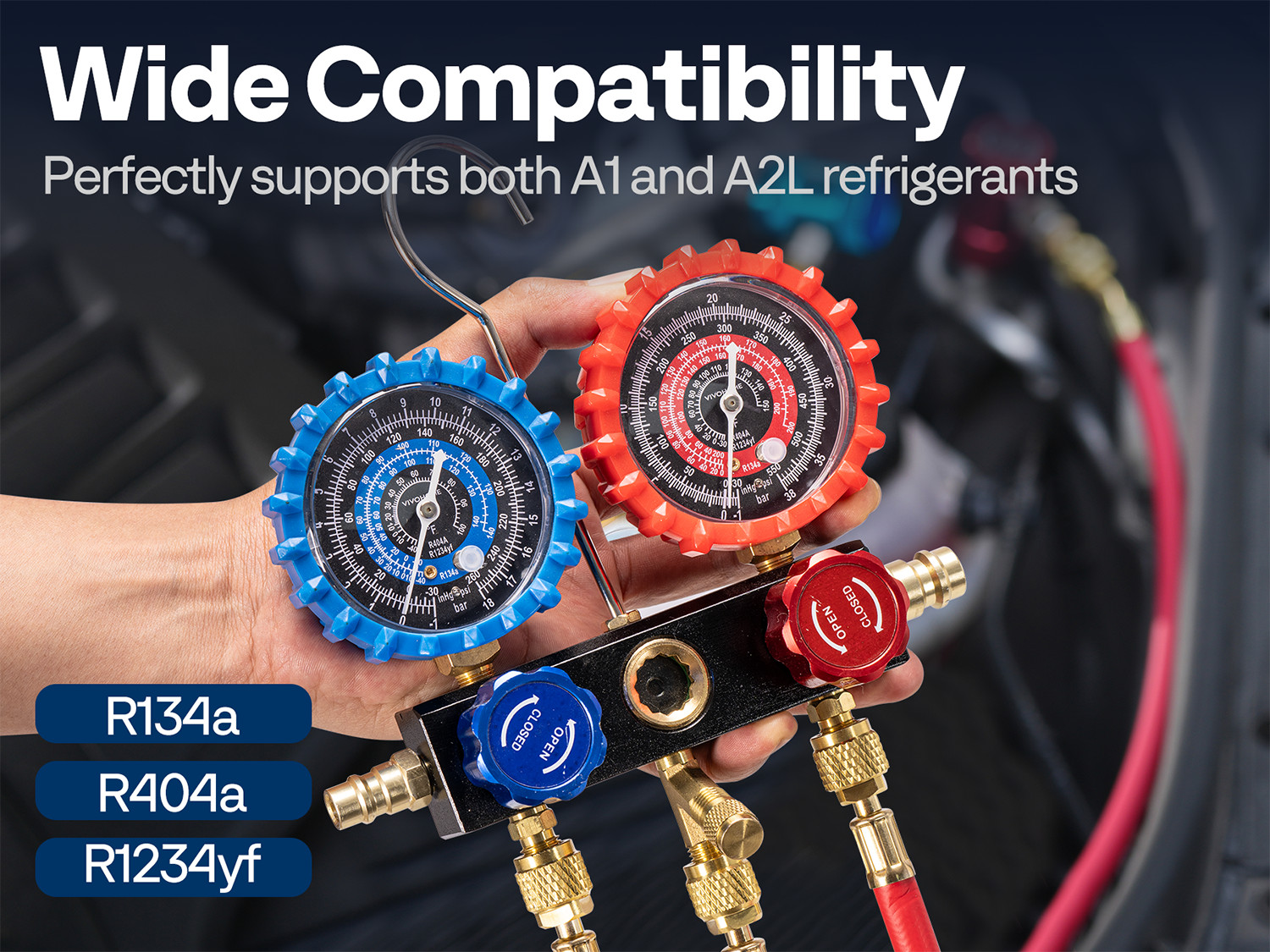 AC Manifold Gauge Set 3 Way For R1234yf R404a R134a Refrigeration Charging