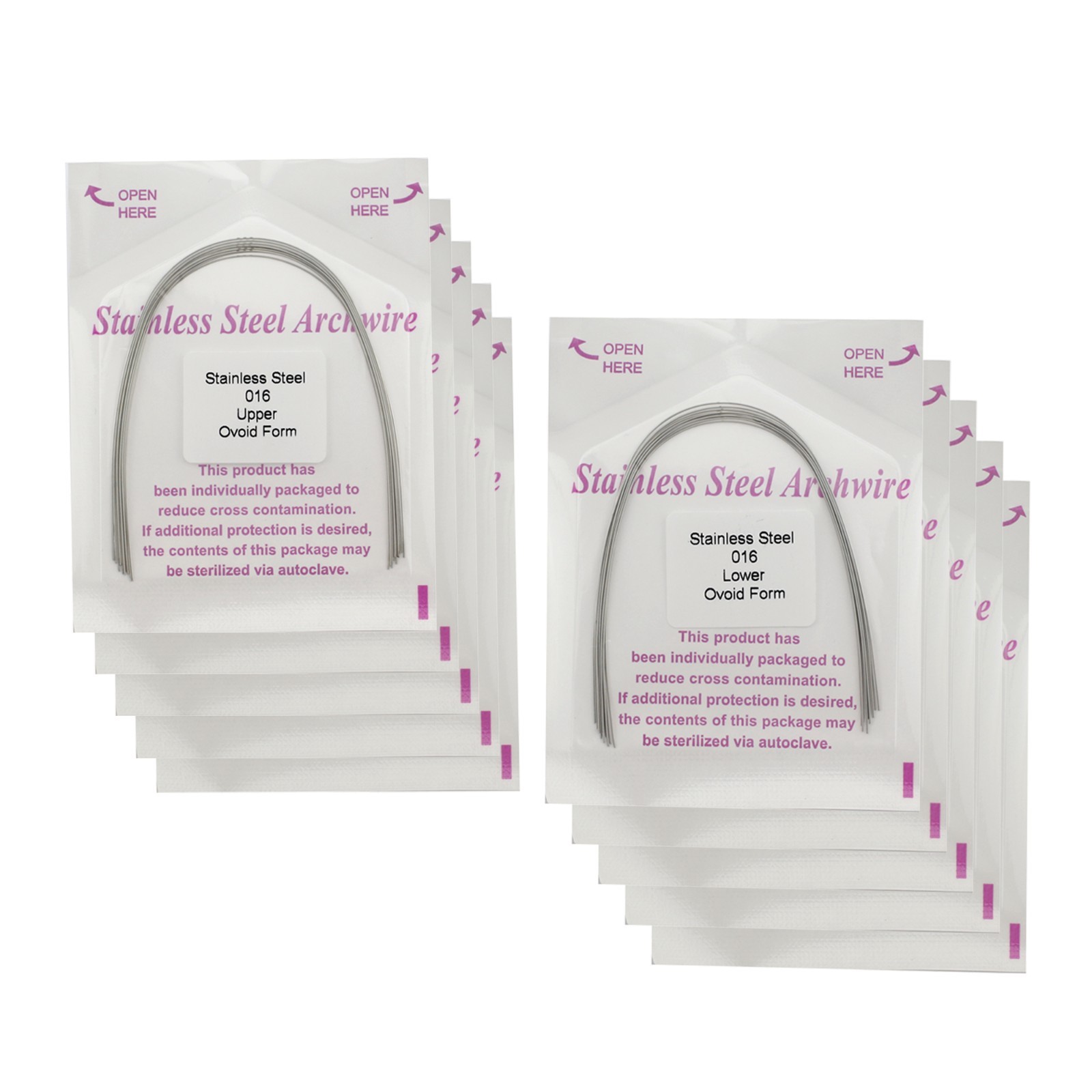 Dental Orthodontic Arch Wires Niti Stainless Steel Ovoid Natural Form 100pcs U/L
