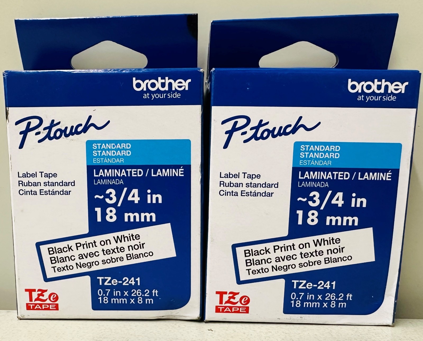New Genuine Brother P-Touch TZe-241 2PK Black on White Laminated Tape Bag