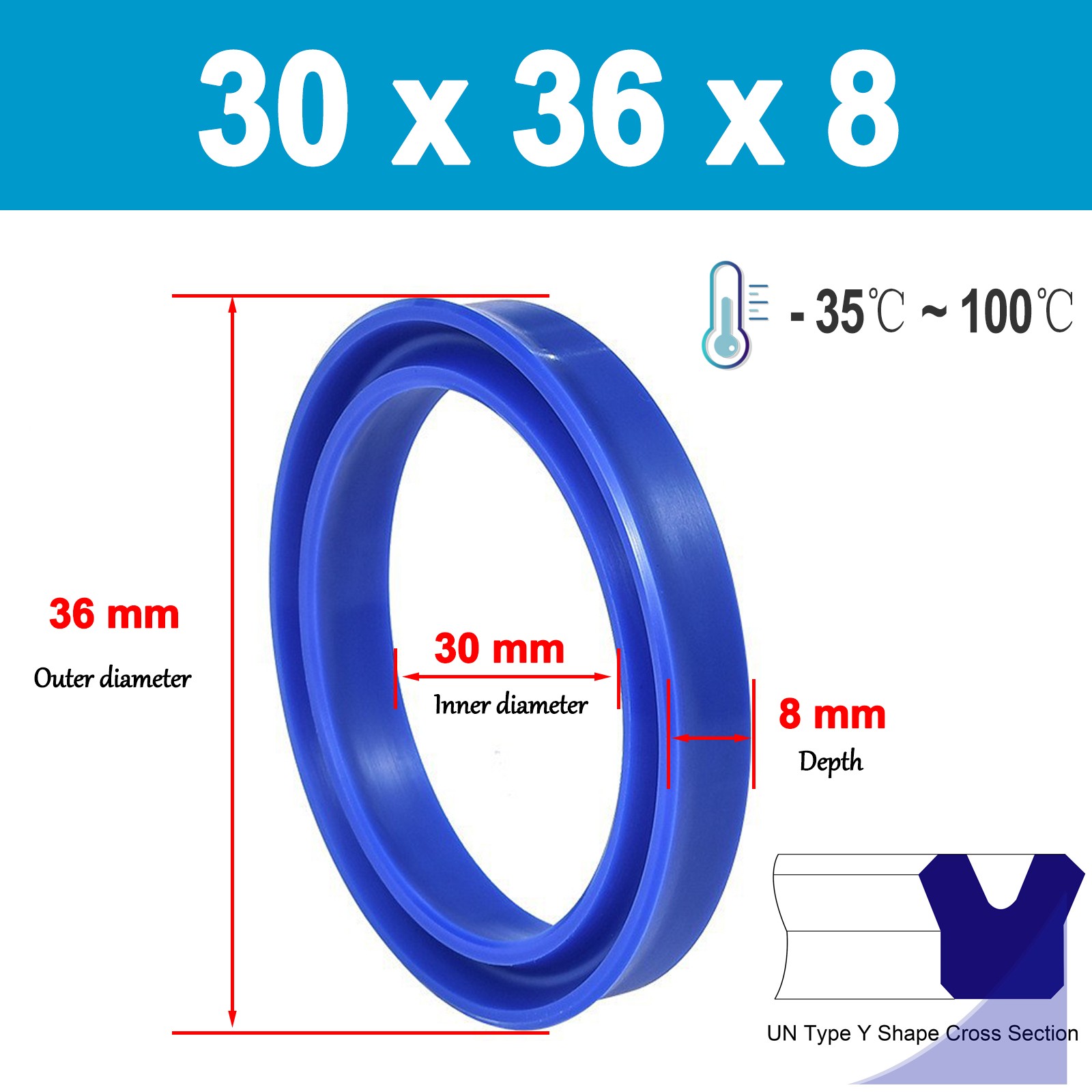 Oil Seal Rings UN/UNS/UHS PU U-cup Piston Hydraulic Rod Height 5-12mm All Sizes