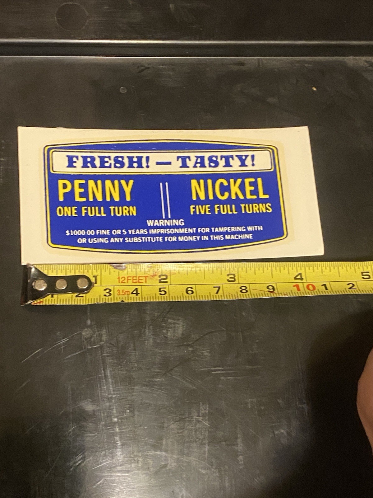 Penny Nickel Fresh Tasty Decal for Norris Master Peanut Gumball Vending Machine