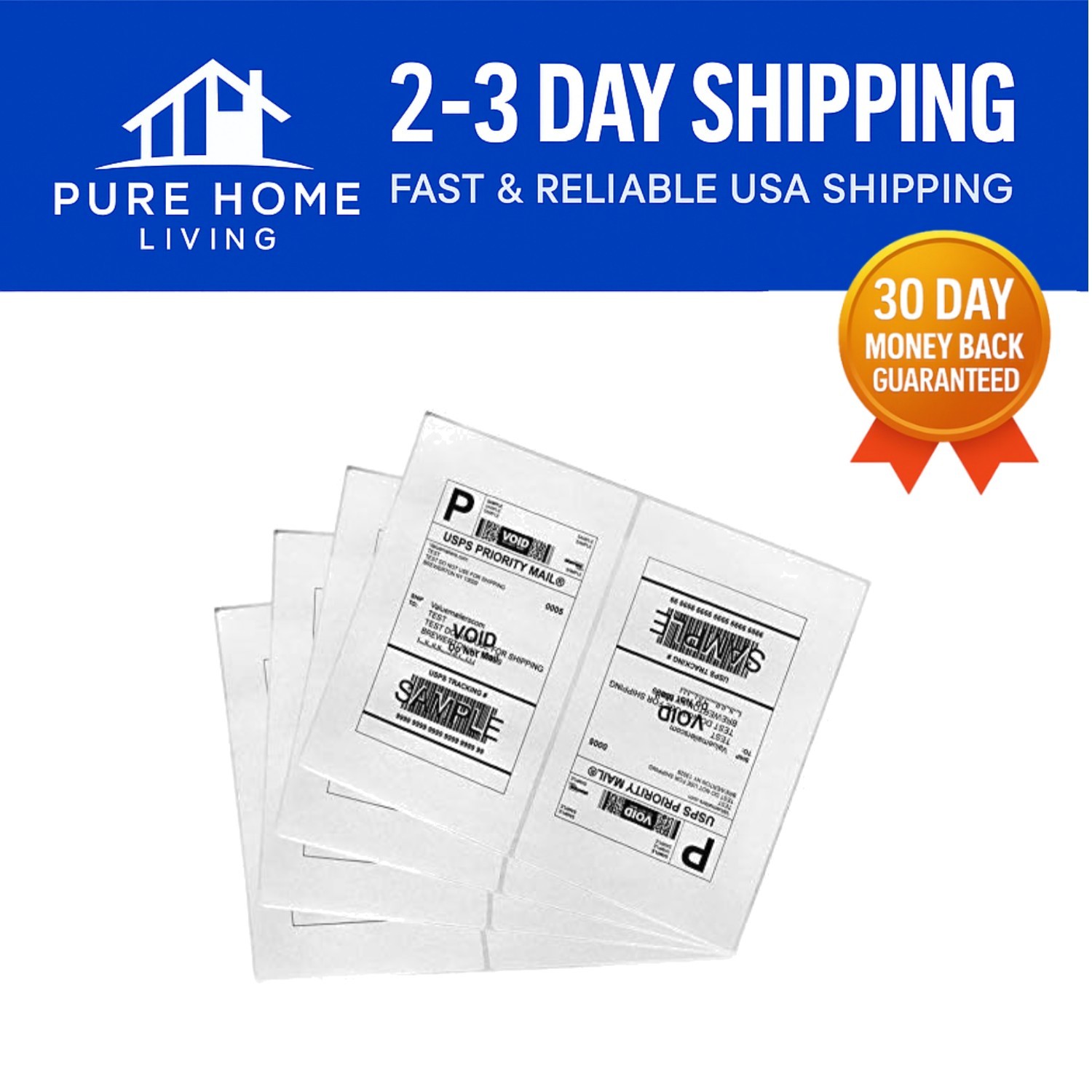 1000 White Half Sheet Shipping Labels – 8.27 x 5.32 Inches for Easy Printing