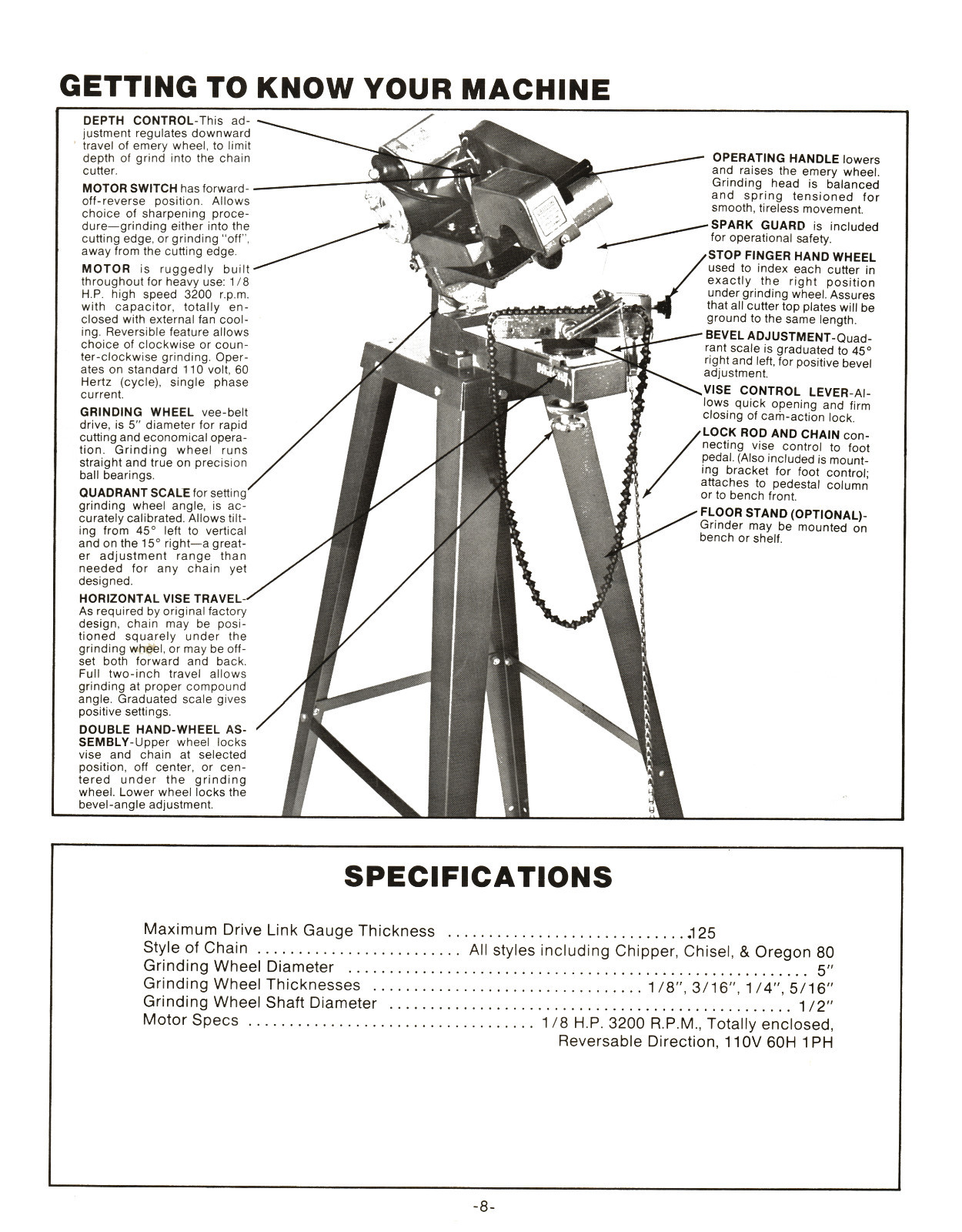 Foley Belsaw 308 Saw Chain Grinder Operator, Service, & Parts Manual #1474
