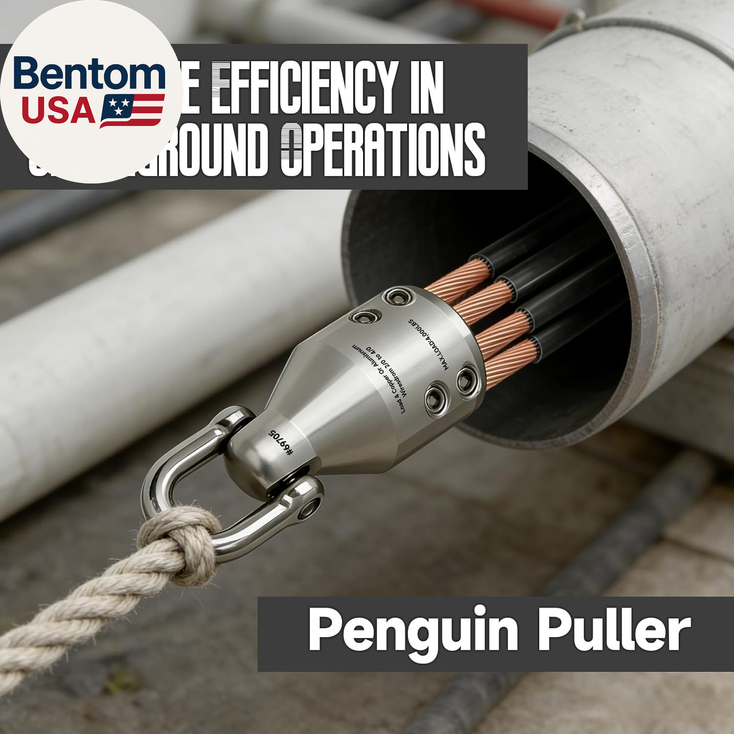 69705 Penguin Puller Jr. Wire Pulling Kit – Complete Set with Shackle & Wrench,