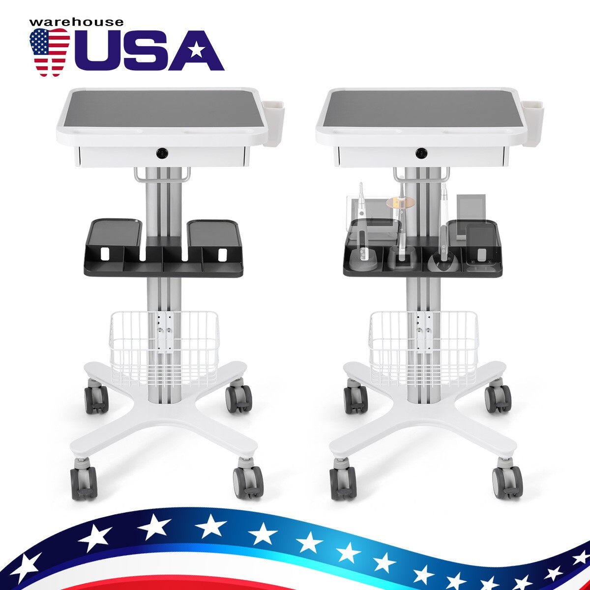 Dental Mobile Implant Endo Utility Cart Storage Cabinet Drawers /3 Layer Trolley