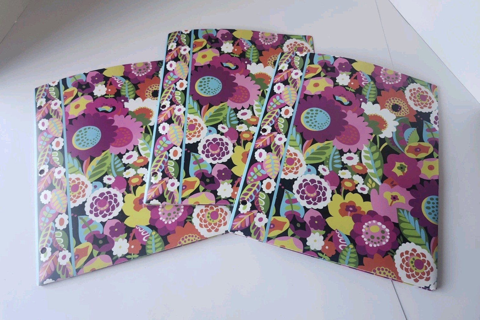 Vera Bradley Va Va Bloom Plastic Pocket Binder Dividers Lot 3 Floral 3-Ring Fold