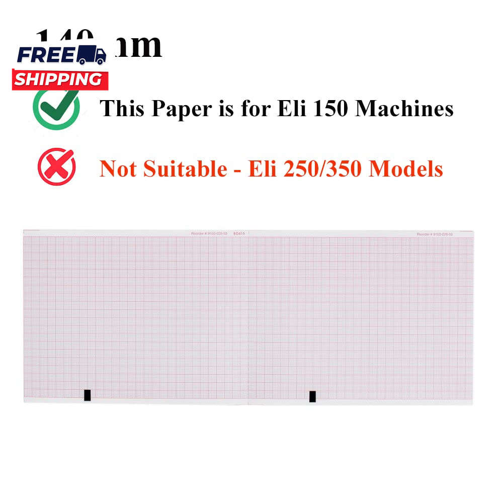Mortara ELI 150 EKG Machine Paper 108Mm X 140Mm X 200 Sheets (5 Packs)