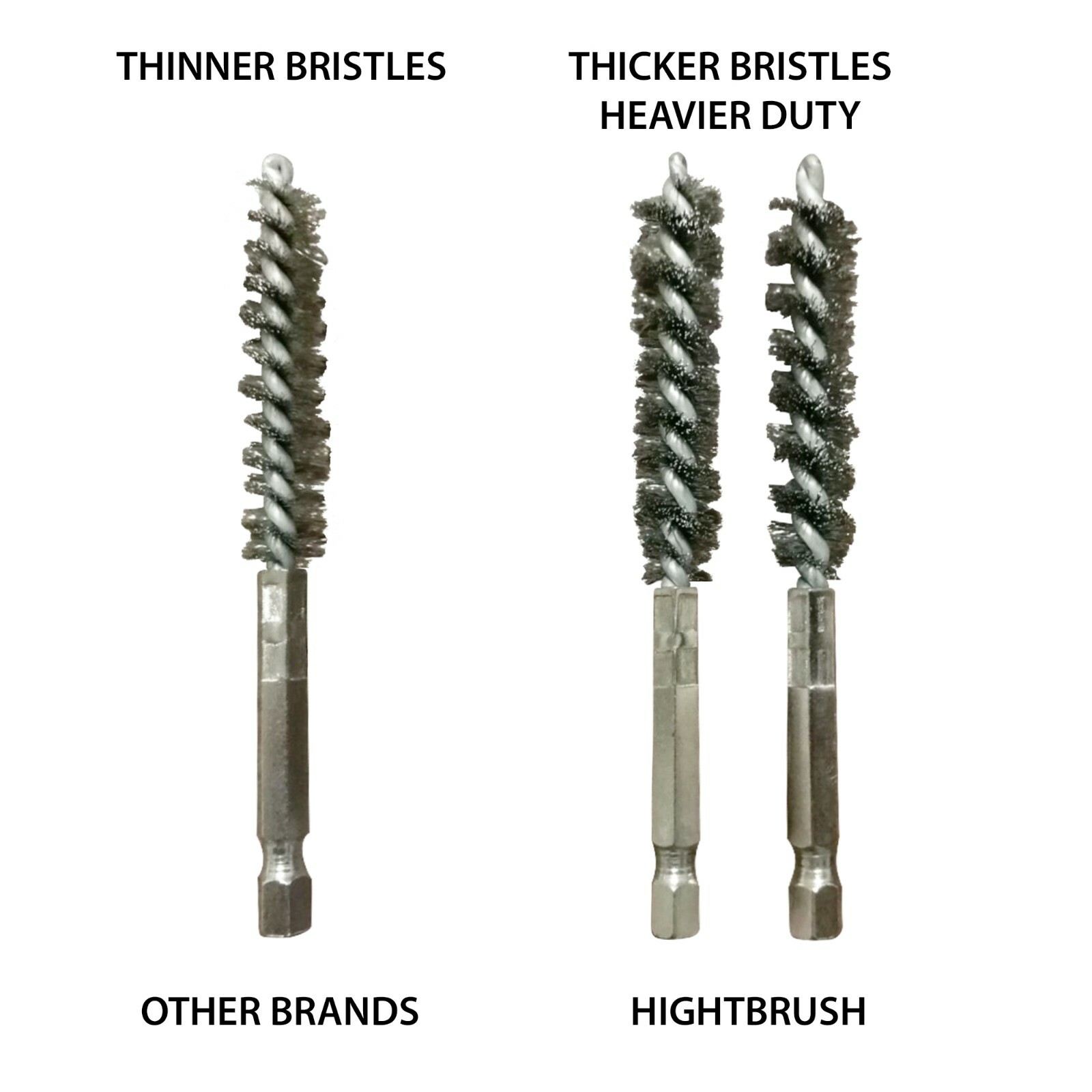 5S610 industrial tube cleaning brush set 1/4” hex 5 pc 6,7,8,9,10 mm dia. SS