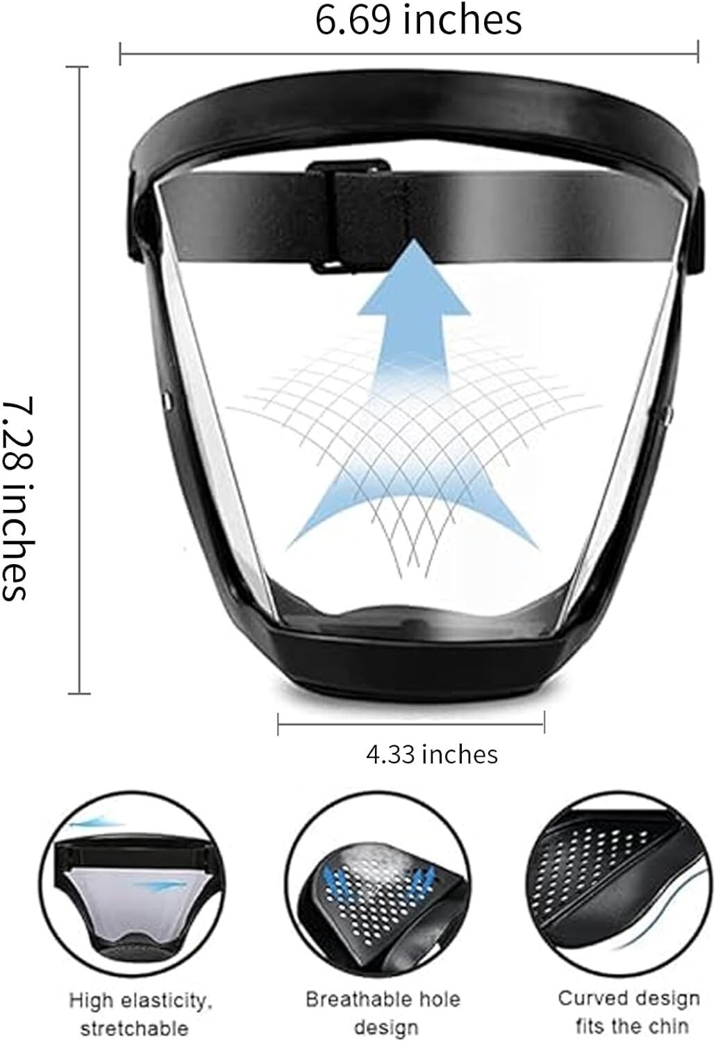 Full Face Paint Dust Shield Mask, Anti-Fog, Heavy Duty Safety Gear, Transparent