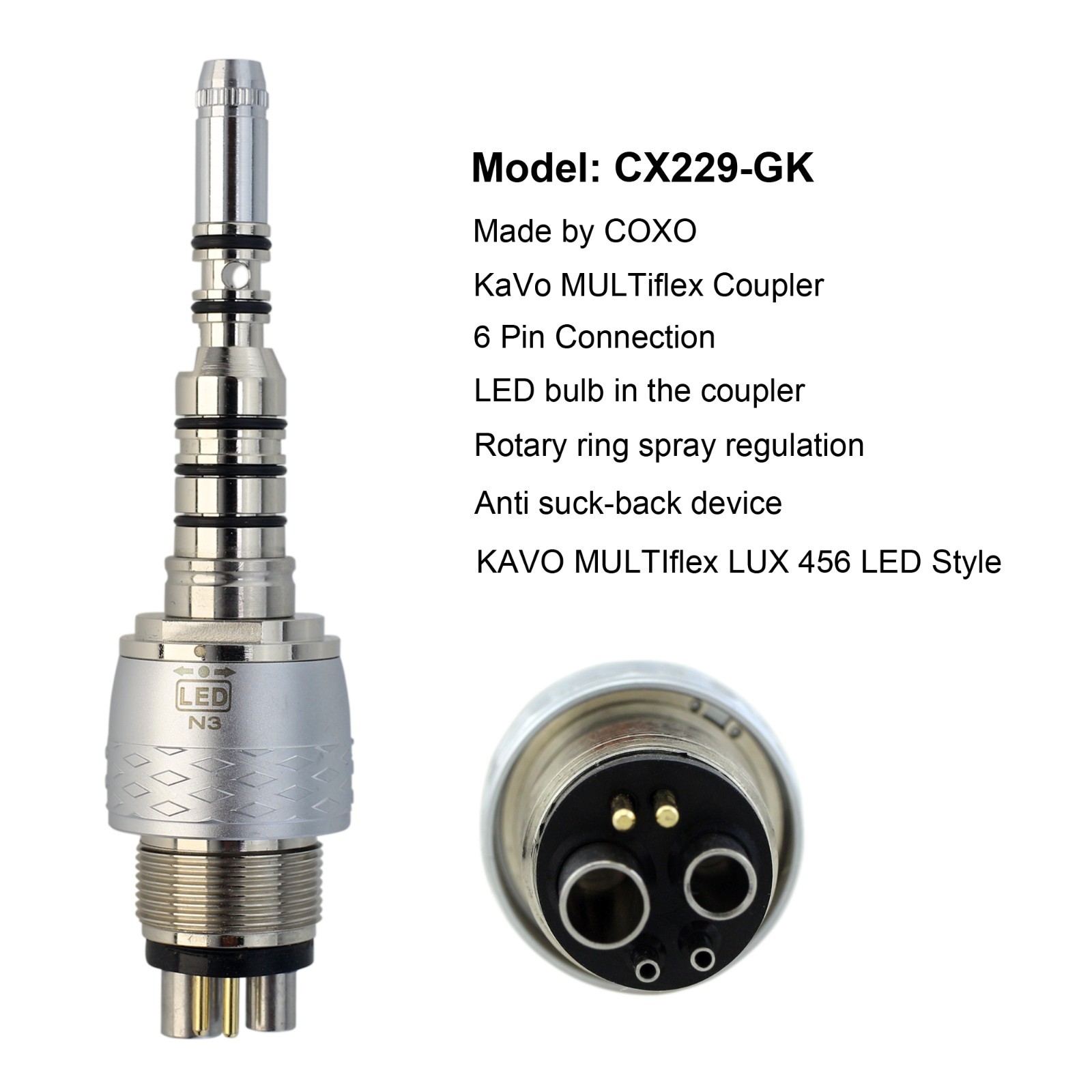 COXO Dental High Speed Handpiece Fiber Optic For KaVo MULTIflex Coupler 4 6 Hole