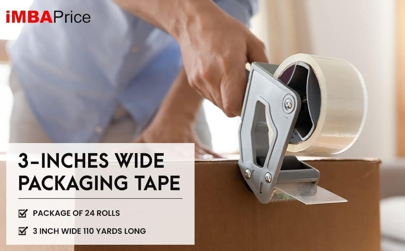 Imbaprice – Brown/Tan Color Packaging Shipping Tape, 3-Inches X 110 YDS, (Pack o