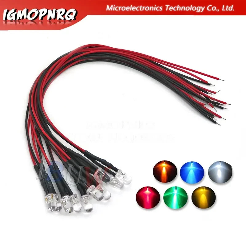 10PCS DC 3V 6V 12V 24V Pre Wired 3Mm 5Mm LED Light Lamp Bulb Prewired Emitting D