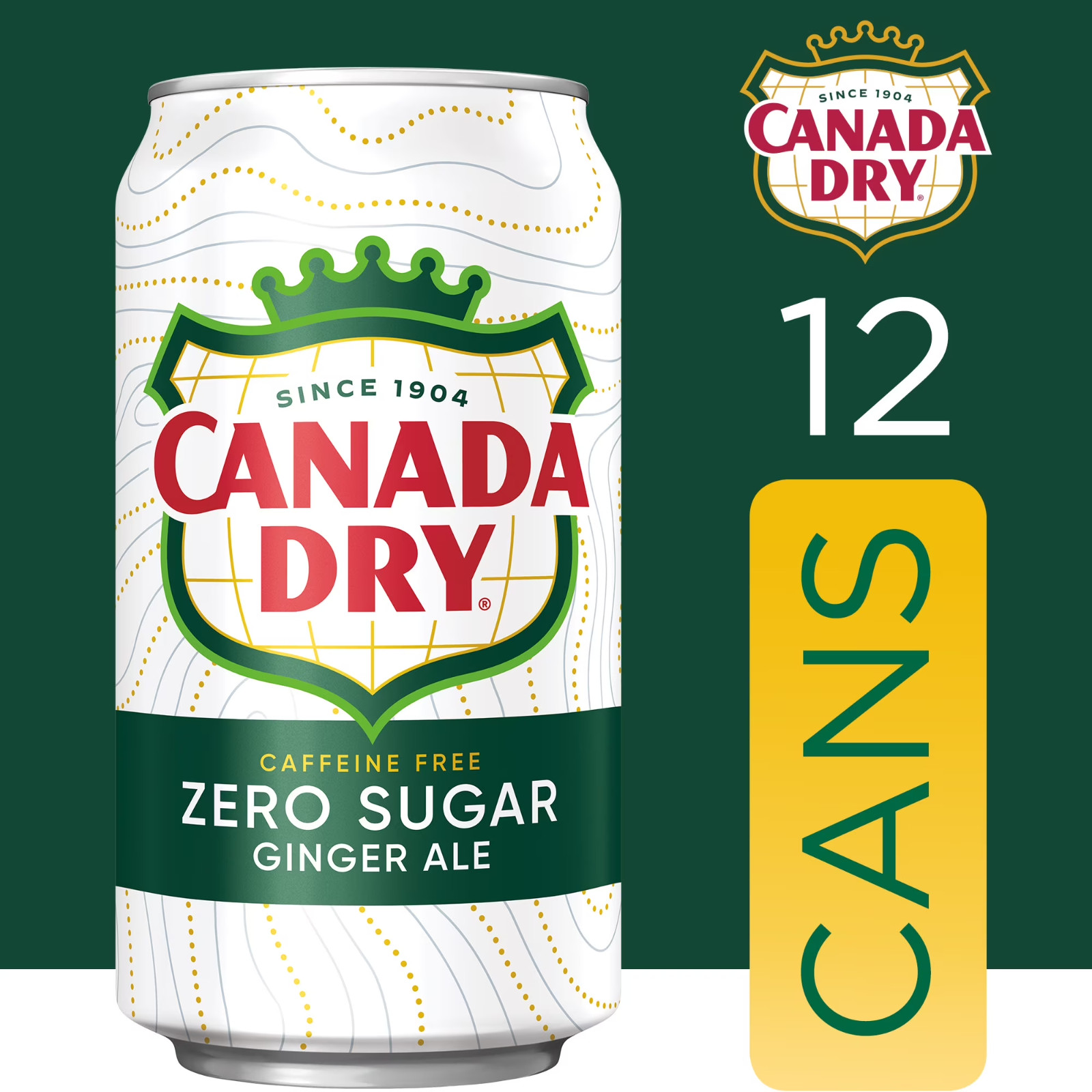 Canada Dry Caffeine Free Zero Sugar Ginger Ale Soda Pop, 12 fl oz, 12 Pack Cans
