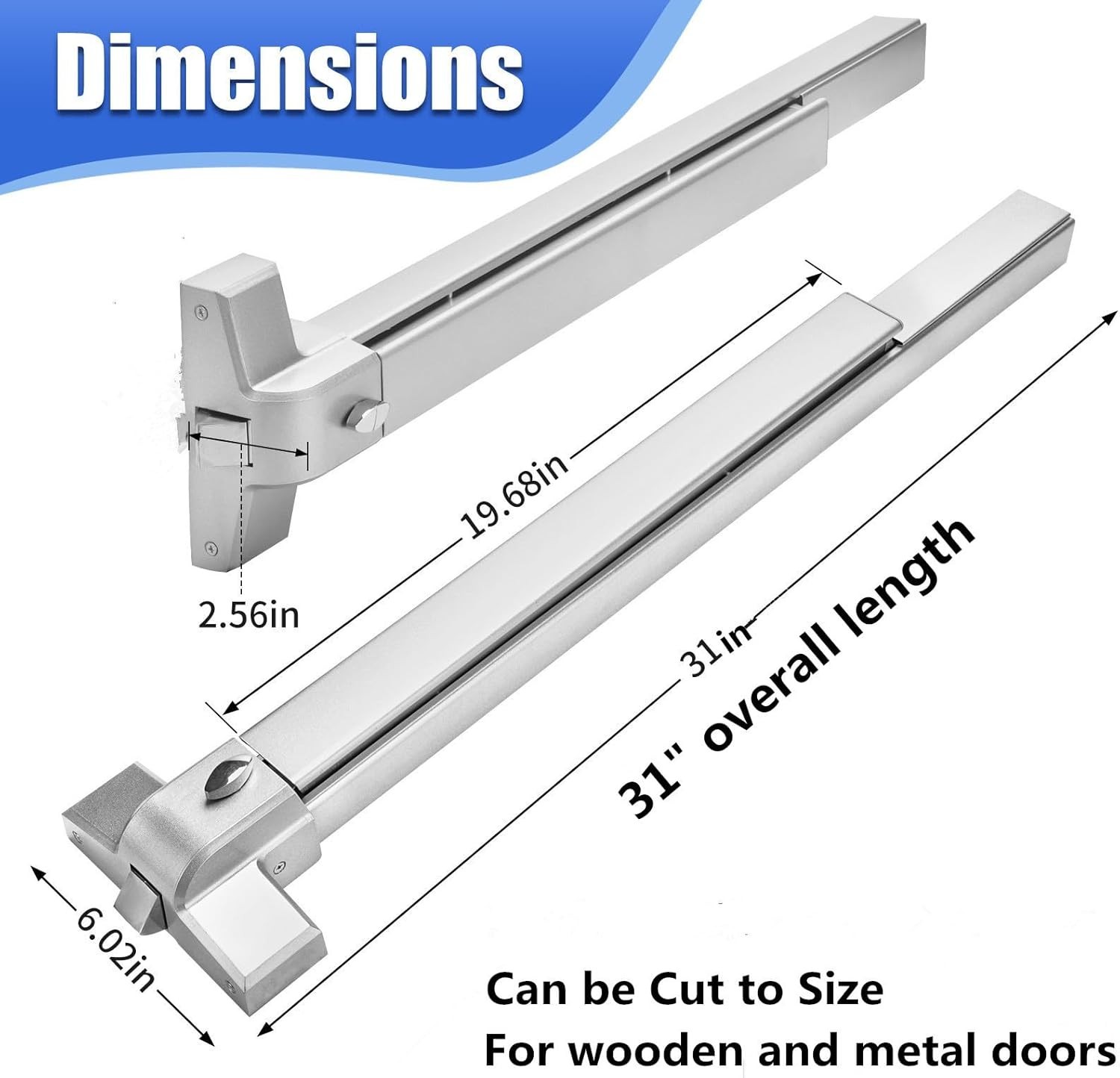 Reversible Push Bar Panic Device 31” – Essential for Hotels and Retail Spaces