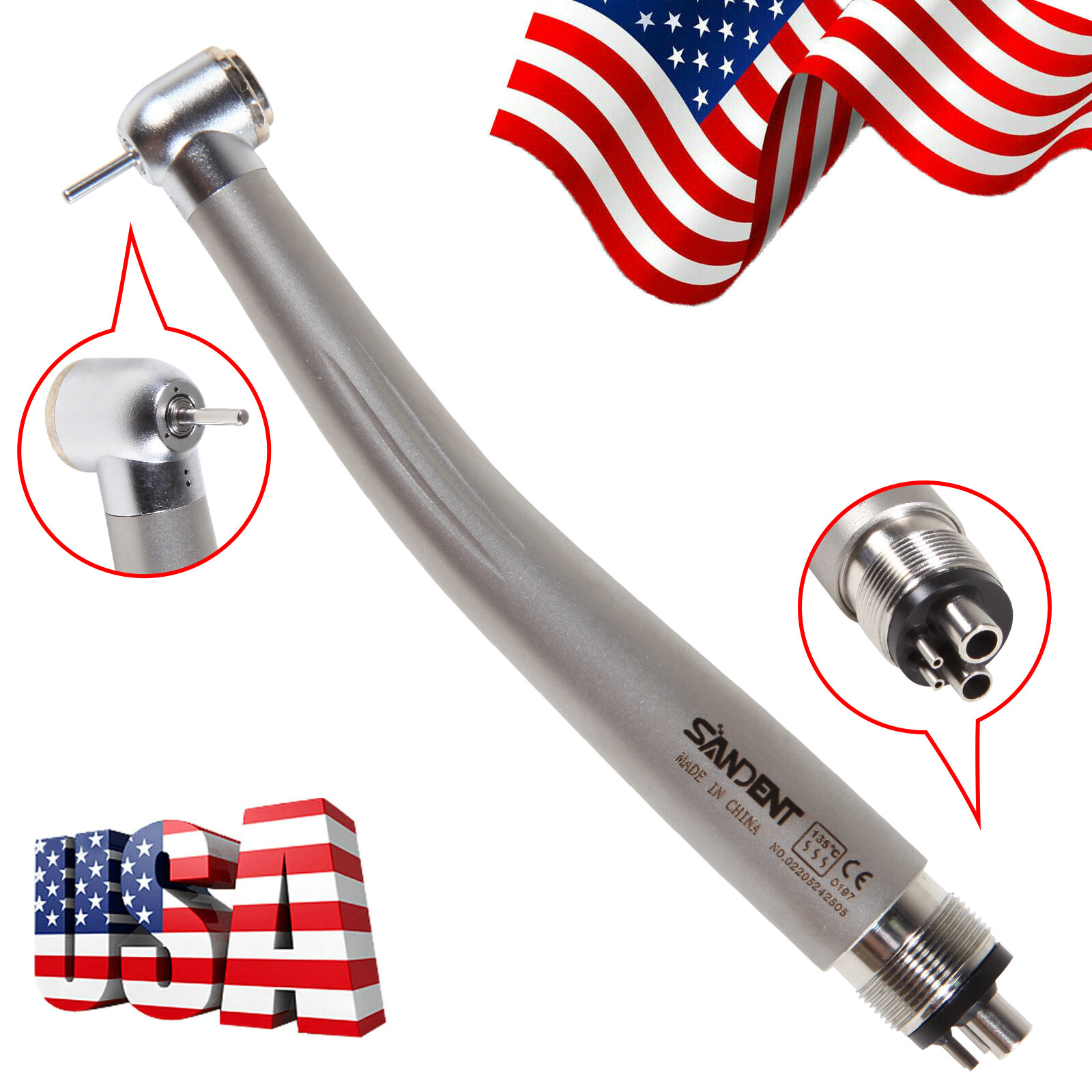 SANDENT NSK PANA MAX Style Dental High Speed Handpiece Standard Head push 4 hole