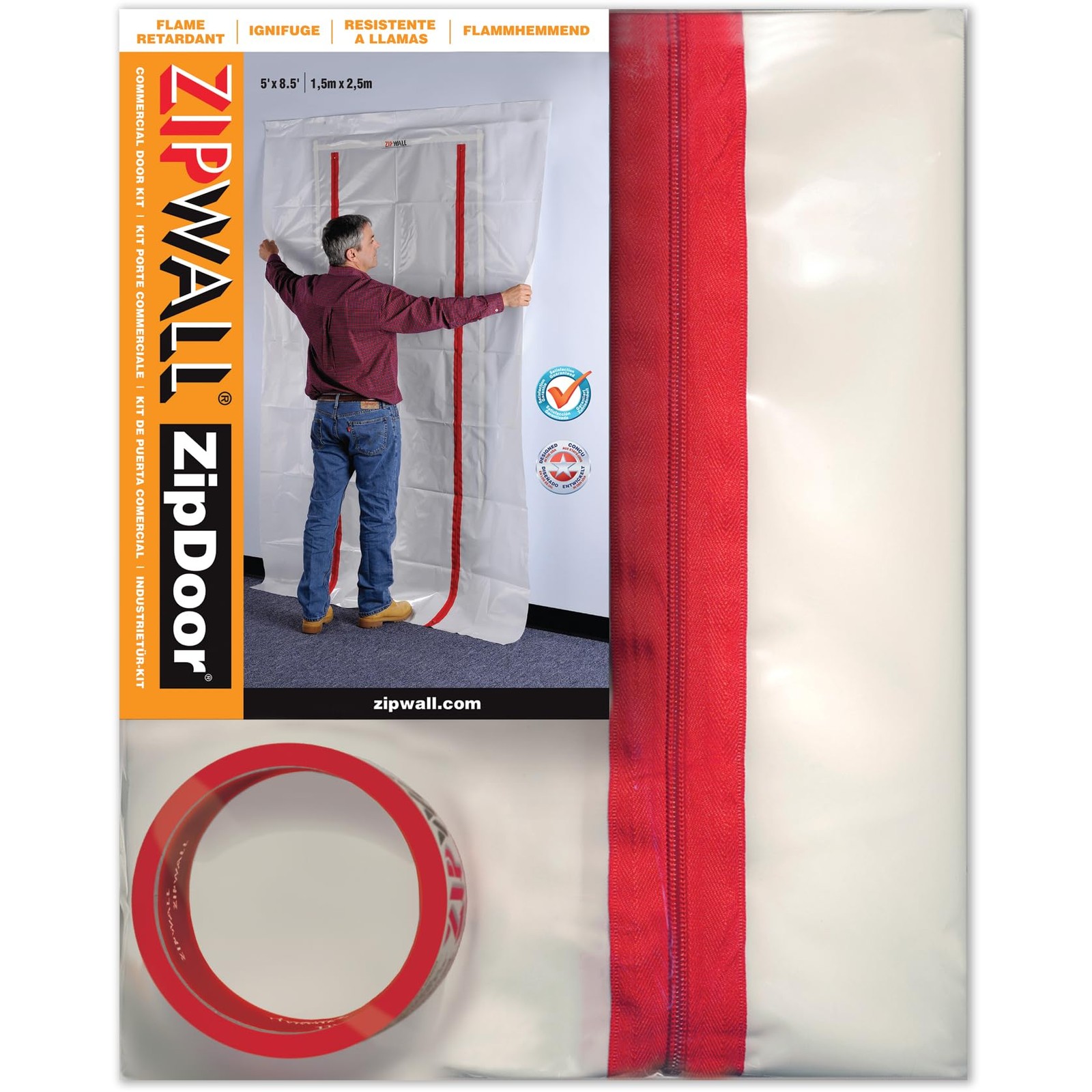 Zipwall ZipDoor Kit ZDC Commercial Red Door Dust Barrier System