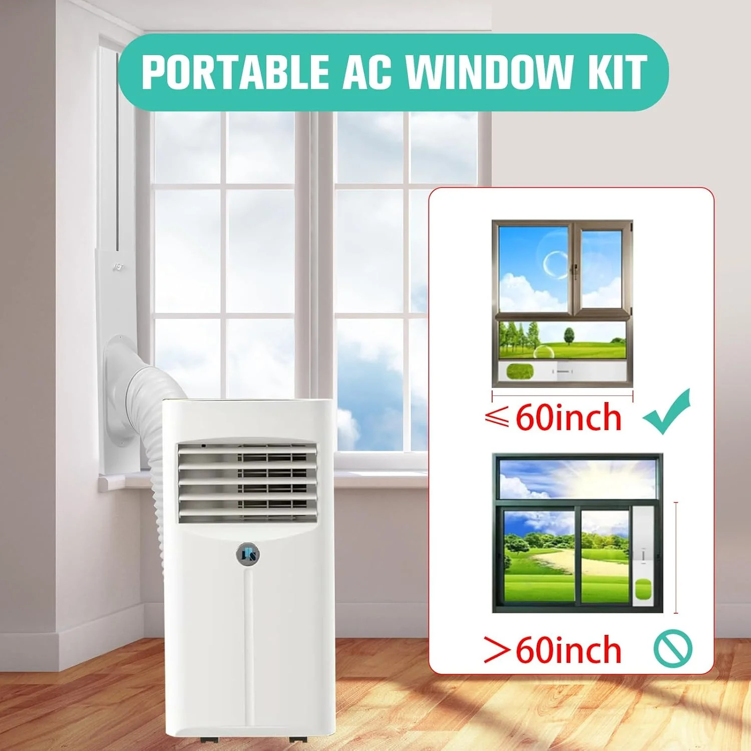 Portable Air Conditioner Window Vent Kit with 5.9″ Exhaust Hose Universal Portab