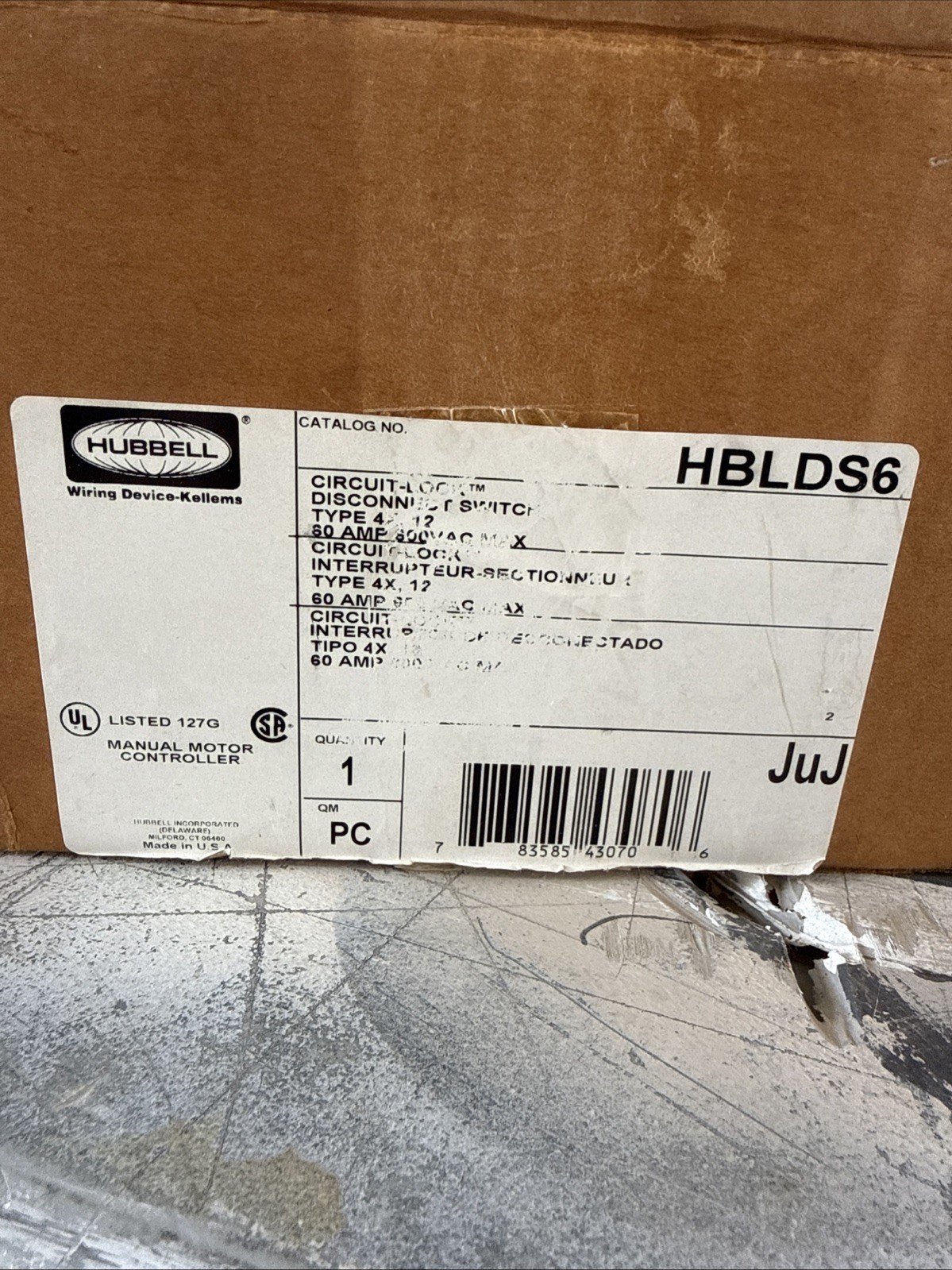 HBLDS6 Hubbell disconnect switch New Open Box Old Warehouse Stock