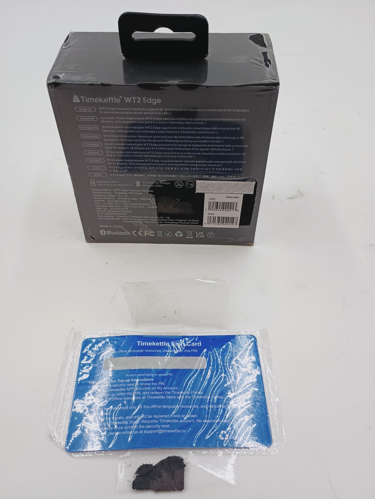 NEW TIMEKETTLE WT2 EDGE REAL TIME TRANSLATOR EARBUDS BI-DIRECTION W/30 FISH CARD