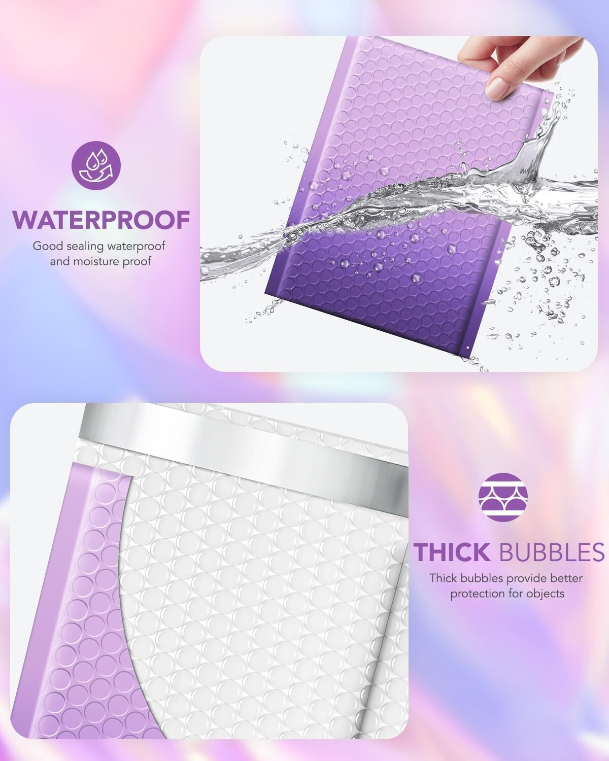 Jiaro Pack Poly Bubble Mailer Padded Envelope Mailing 6×10 100Pc Gradient Purple
