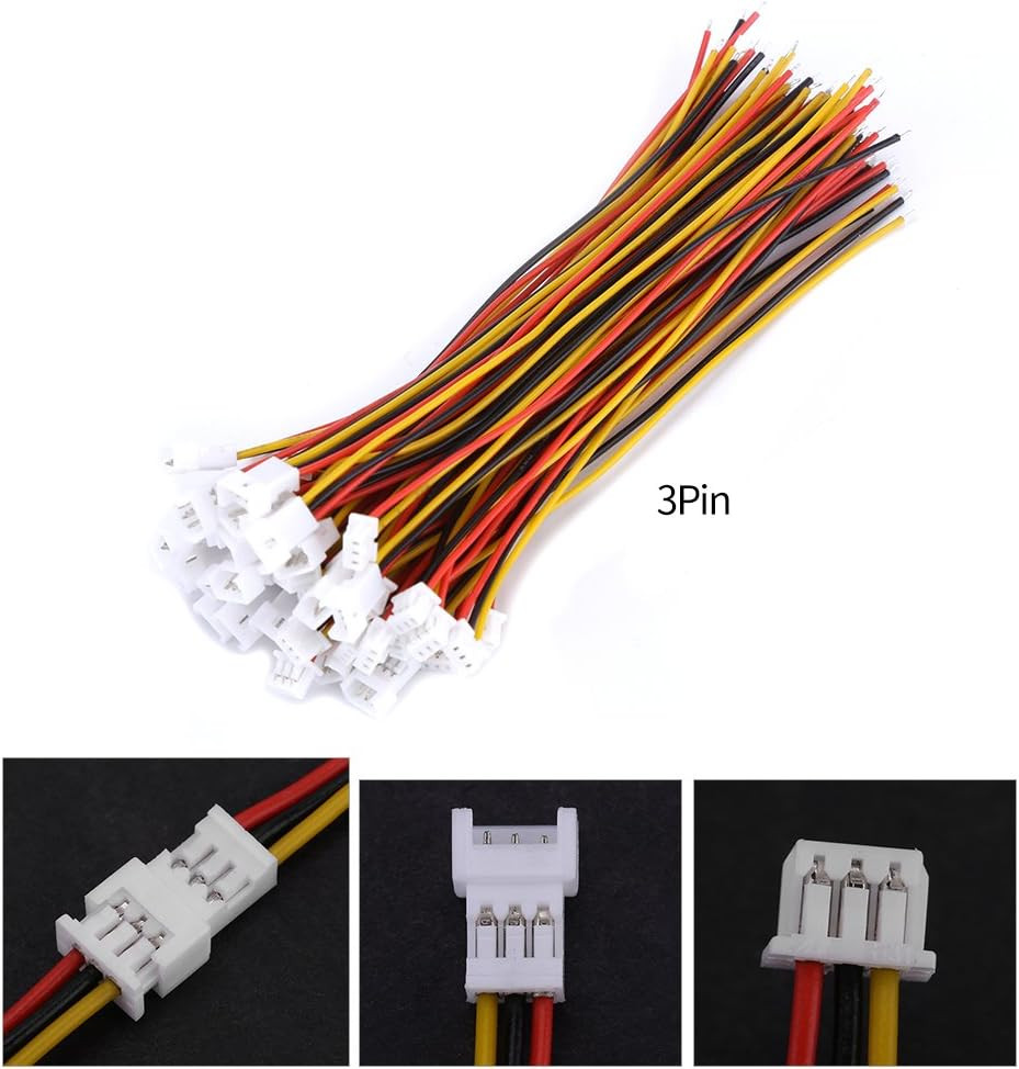 20Pcs/Pack Mini Micro JST 1.25Mm 3 Pin Connectors, Female Male Connector Plug, w