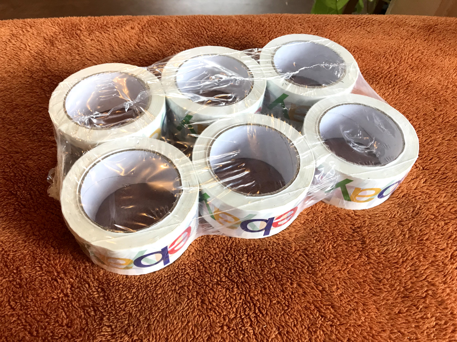 6 Rolls EBAY BRANDED Packaging Tape Color Logo 2″ x 75 yards NEW SEALED