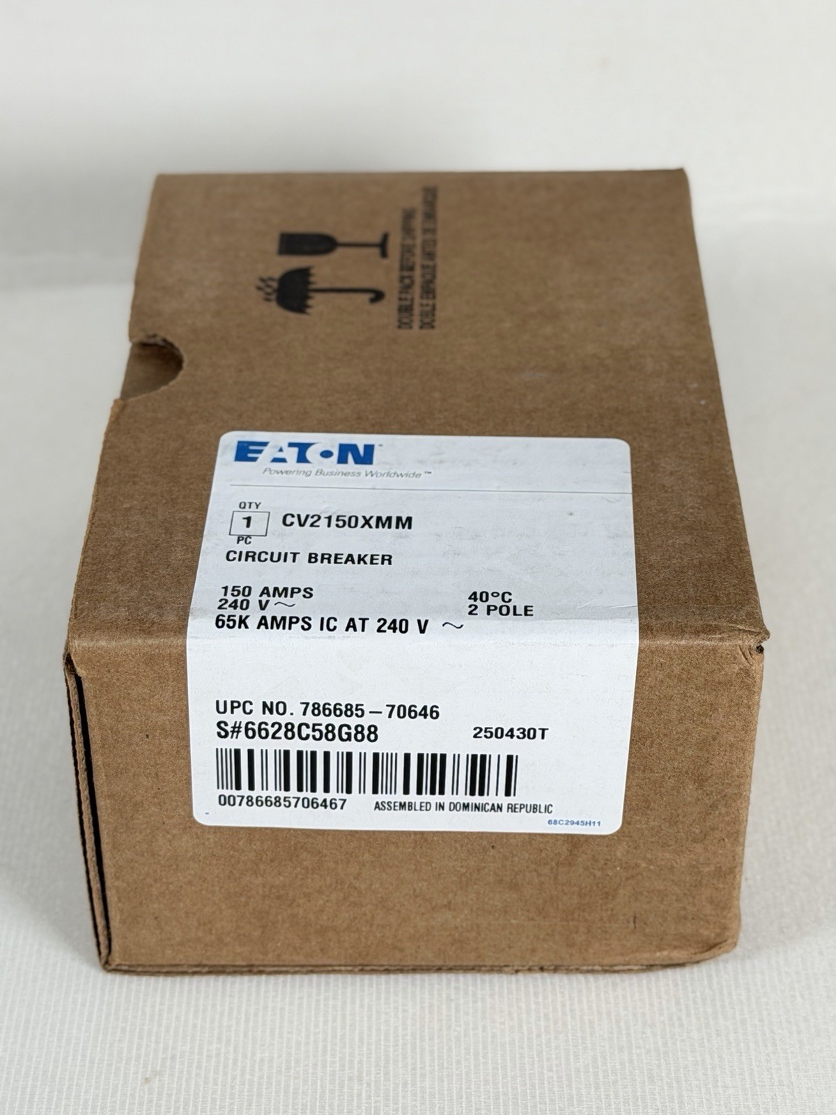 NEW Eaton CV2150XMM Circuit Breaker 65 K AMPS 2 POLE