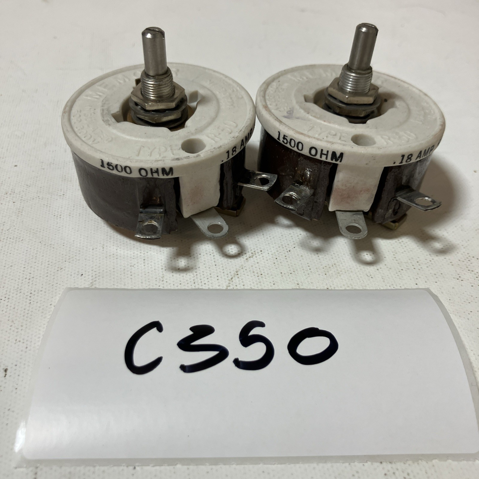 Lot of 2 Memcor Type R-50 15000 OHM .18 AMP 66-50 Rheostat