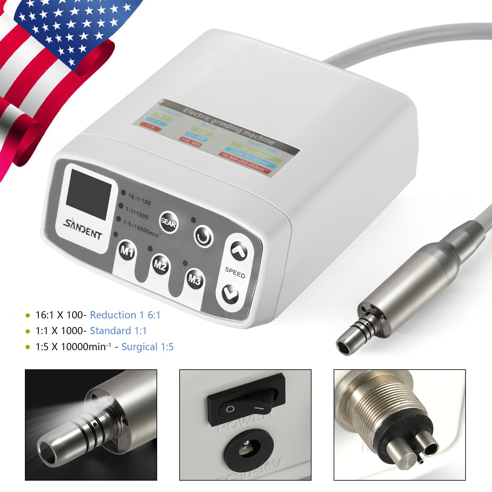 Dental 360° Swivel Hygiene Prophy Handpiece Air Motor 4H 4:1 Nose Cone Midwest