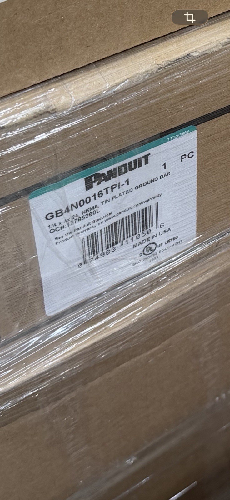 Panduit GB4N0016TPI-1, Tin Plated Ground Bar,24IN LG, 16 POS.