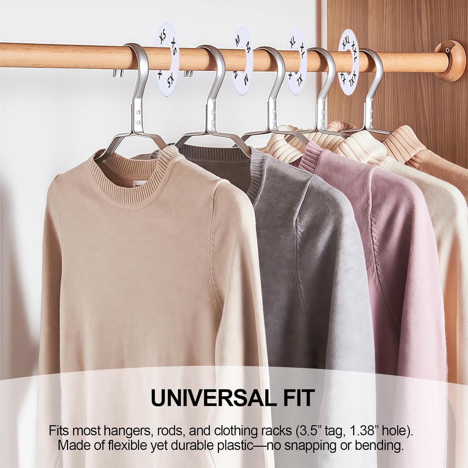 13 Pcs Clothing Rack Size Dividers Round White Plastic Size Markers for Clothing