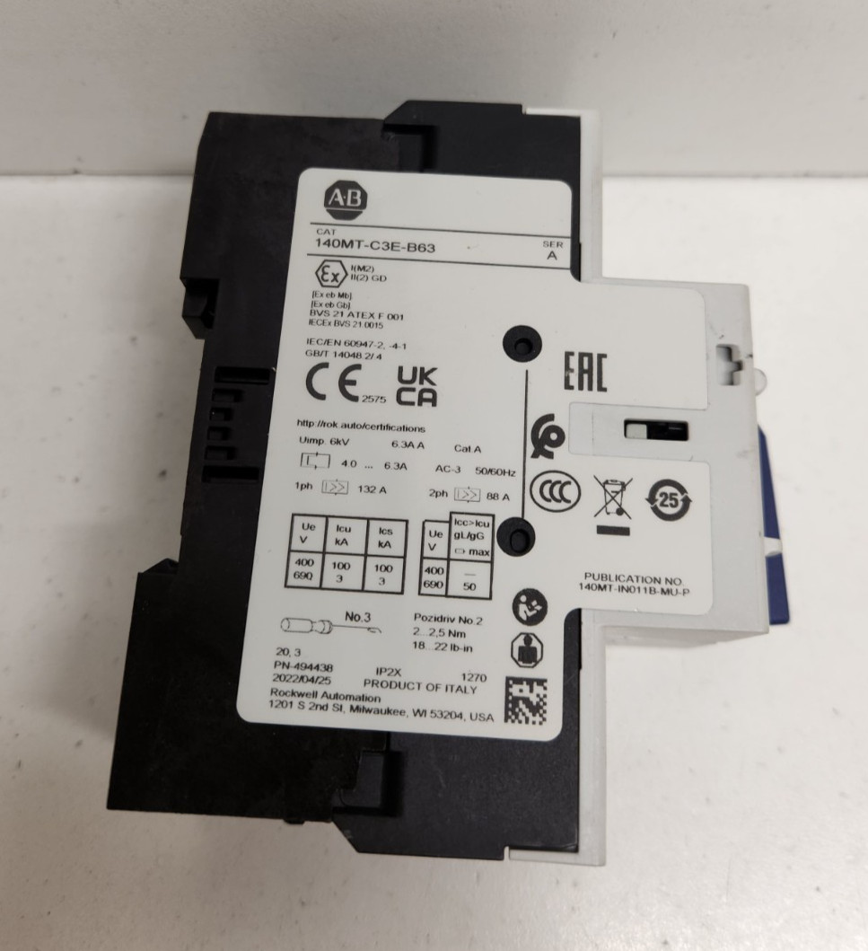 NEW NO BOX! ALLEN-BRADLEY 4-6.3A MOTOR PROTECTOR CIRCUIT BREAKER 140MT-C3E-B63