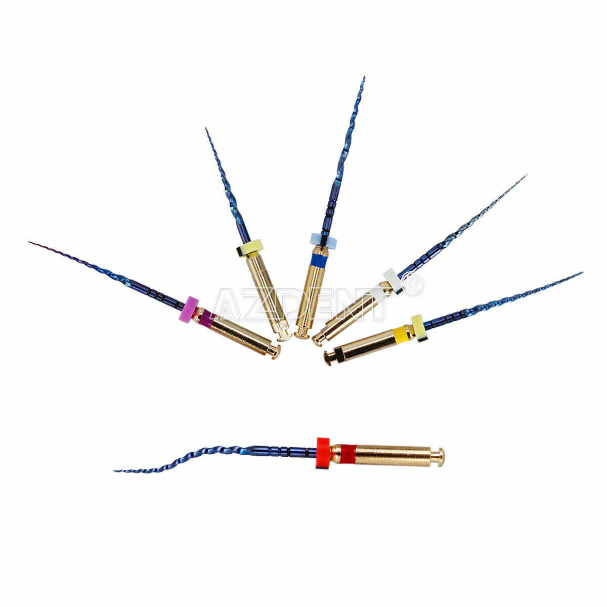 AZDENT Dental Endo Rotary Heat Activated Files Gold Taper NITI Engine Use 25mm