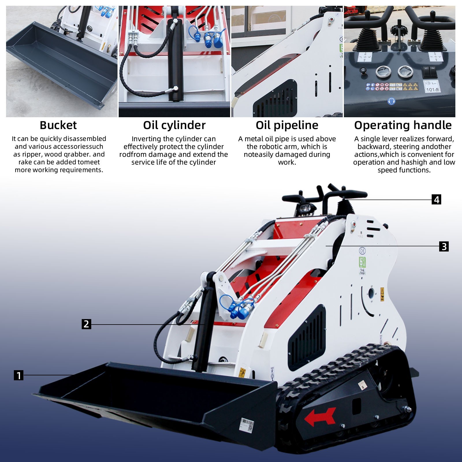Mini Skid Steer Loader Tracked 13.5HP Stand-on Compact Skid Steer USA Stock