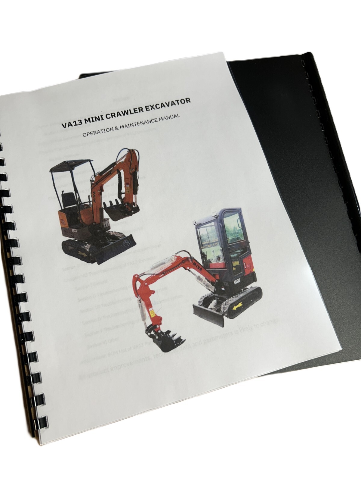 1-Ton Mini Excavator Track Hoe MIVA VA13 Operation & Maintenance Manual