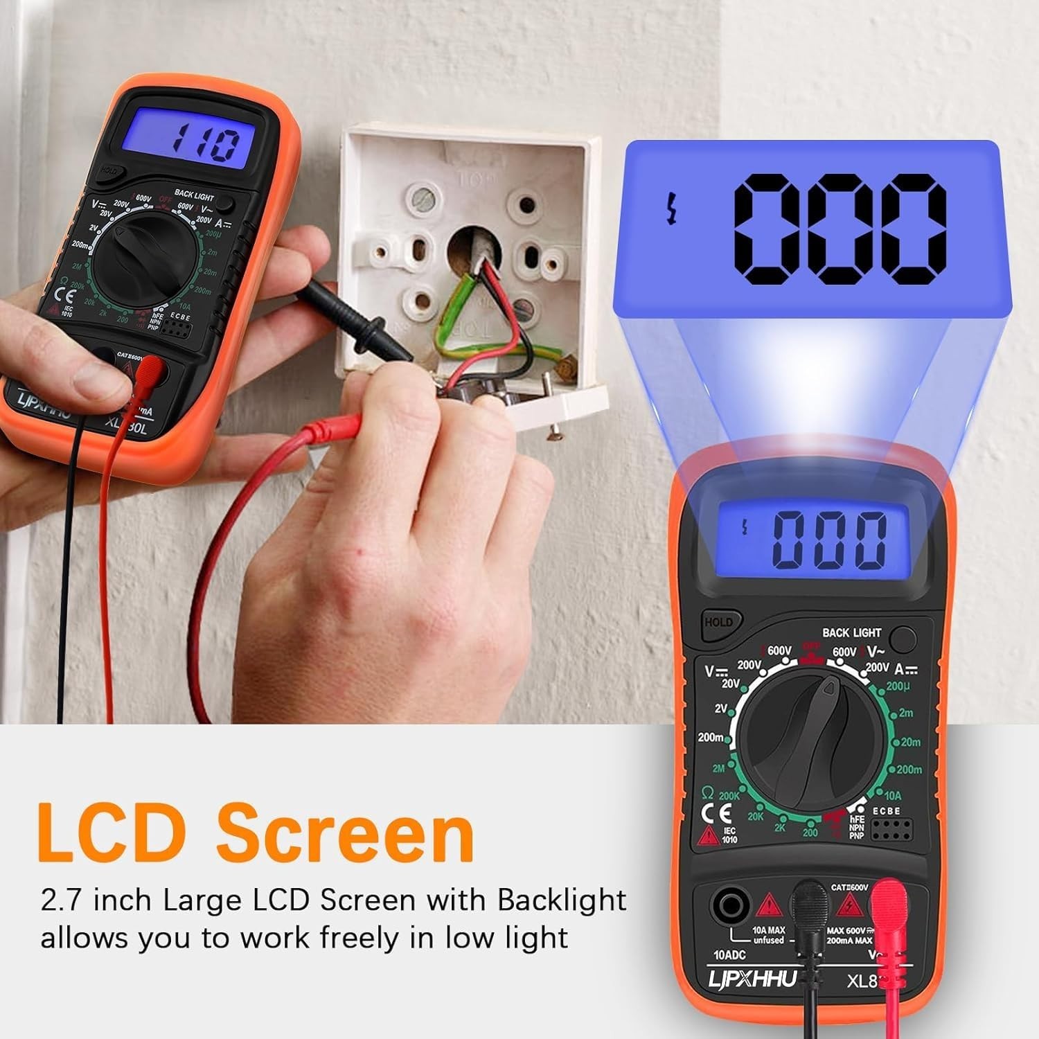 High-Quality Orange & Black Digital Multimeter – Ideal for Home and Workshop Use