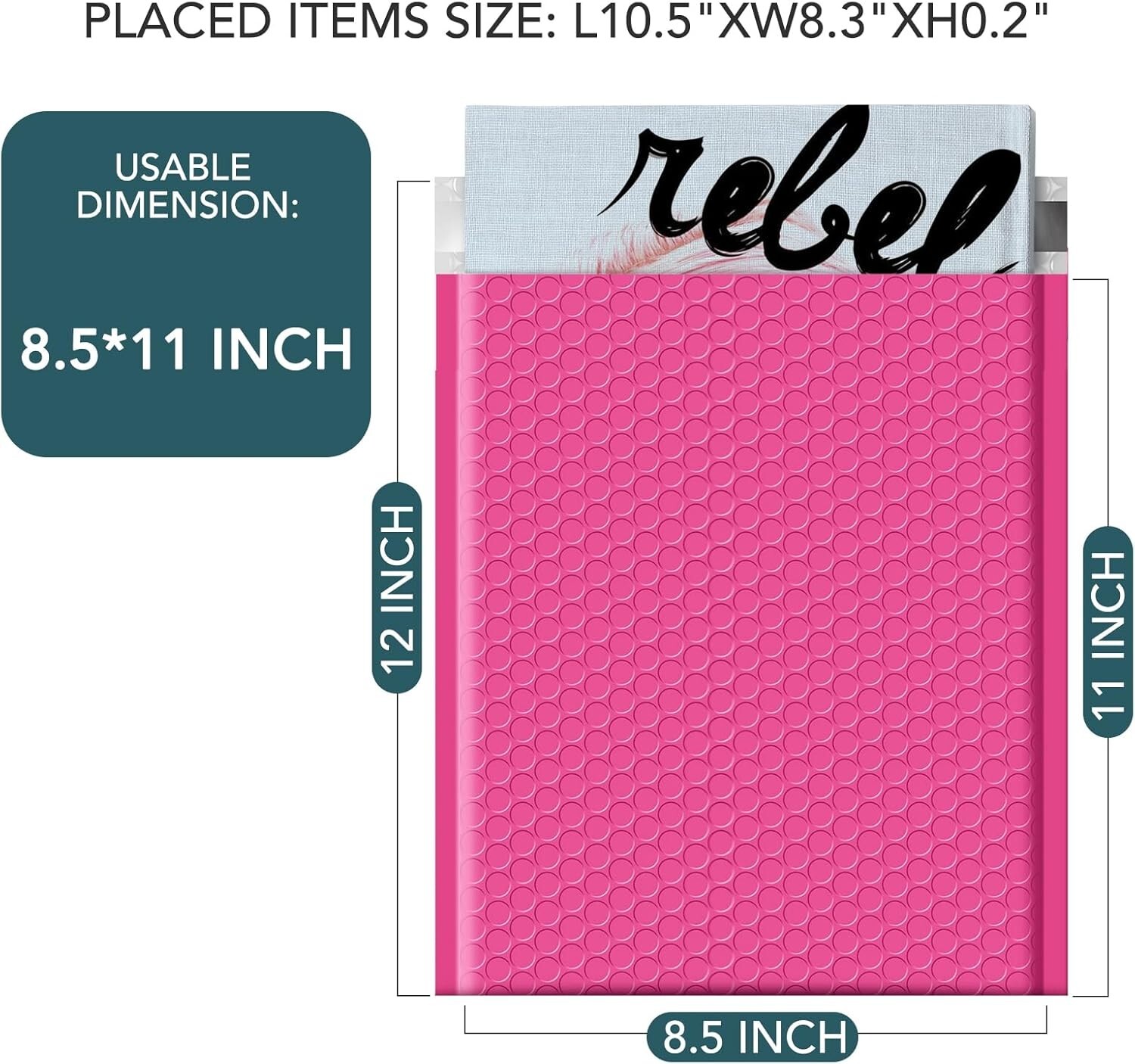 Jiaro Pack Poly Bubble Mailer Padded Envelope Mailers Bags 8.5×12″ 25Pc Hot Pink