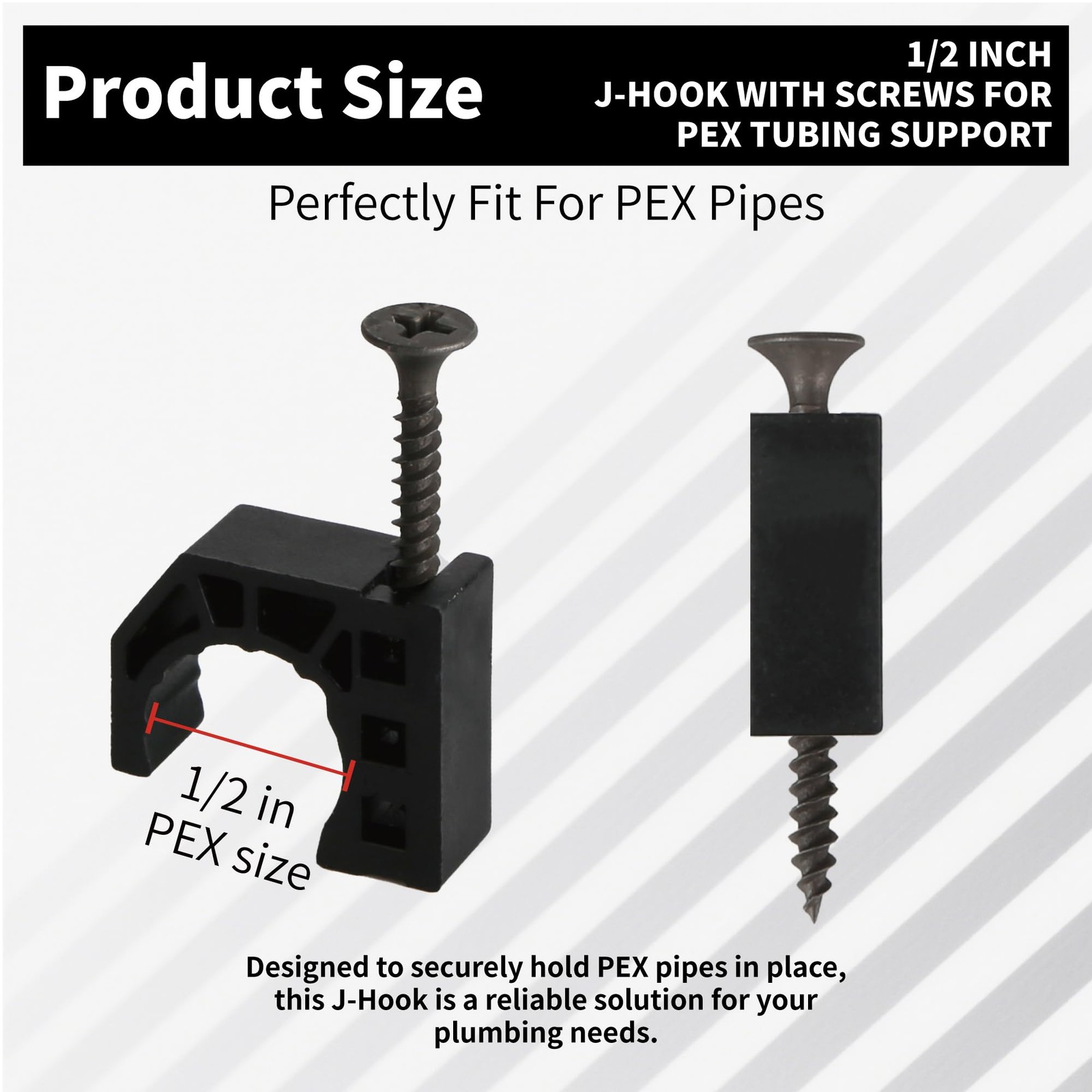 50 Pack 1/2″ Half Clamps JHook with Screws, PEX Clips JClamp for Tubing Pipe …